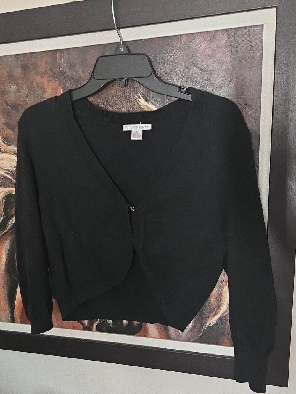Petite Sophisticate Black Cropped V-Neck Cardigan